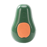 Green and orange 3-in-1 steam cat brush, a versatile pet groomer tool designed for grooming, massaging, and reducing shedding.