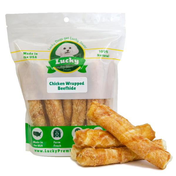 USA-Made Chicken & Rawhide Chews for Medium Dogs - 10ct