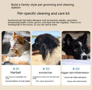 Pet-specific cleaning kit addressing hairballs, knotted hair, and skin inflammation for healthier grooming.