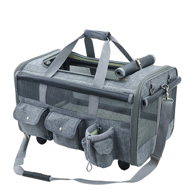 Folding Travel Cat Bag with Wheels